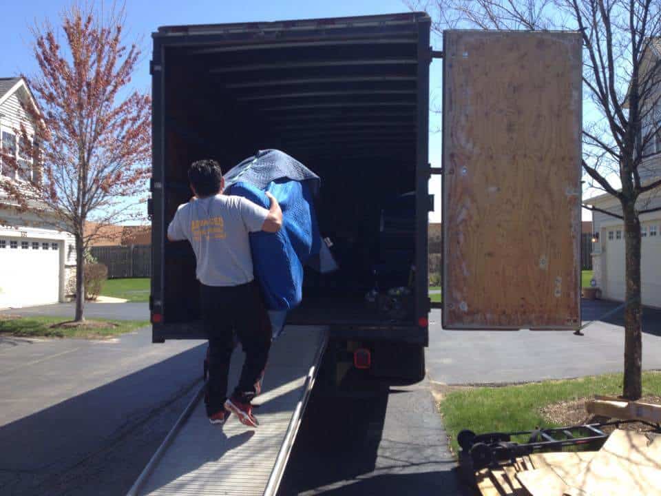 moving truck loading with moving supplies
