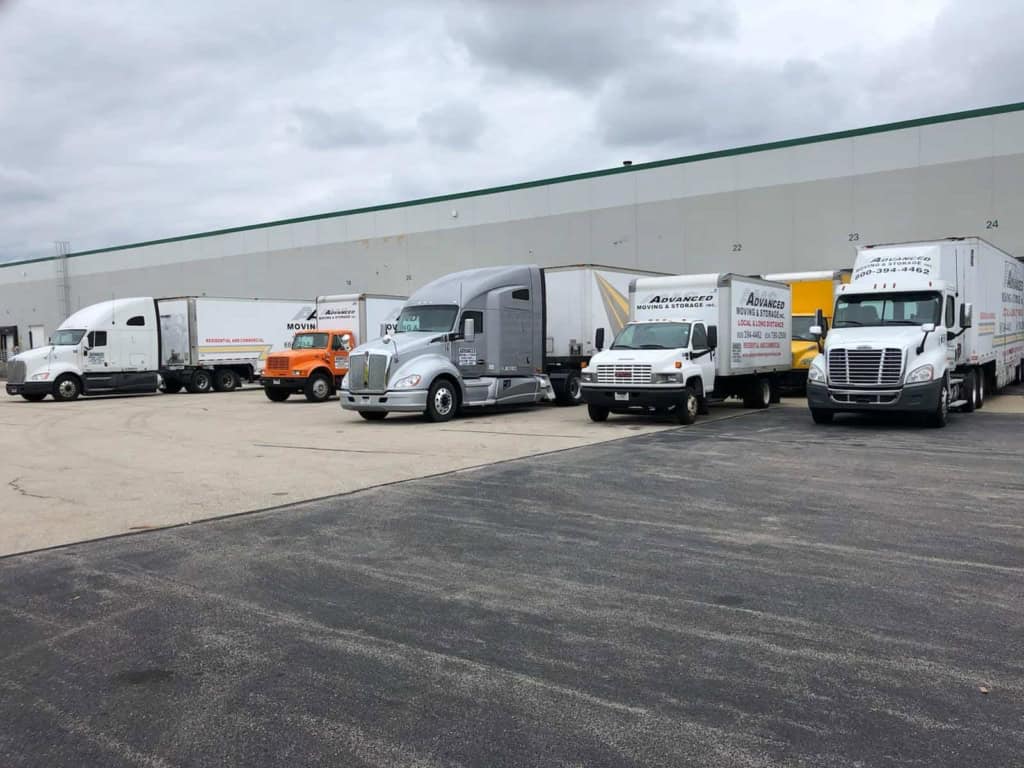advanced moving & storage fleet of trucks and vans for professional moving services.